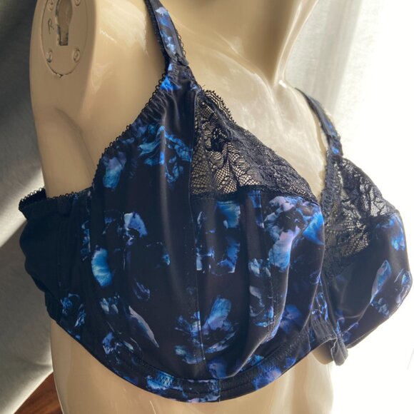38H Elomi Morgan in colour "twilight" Black with blue floral bra El4110 - Picture 10 of 11